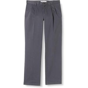 imageAmazon Essentials Mens ClassicFit WrinkleResistant Pleated Chino Pant Available in Big ampamp TallCharcoal