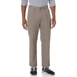 imageAmazon Essentials Mens ClassicFit WrinkleResistant Pleated Chino Pant Available in Big ampamp TallDark Brown