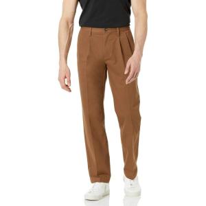 imageAmazon Essentials Mens ClassicFit WrinkleResistant Pleated Chino Pant Available in Big ampamp TallDark Khaki Brown