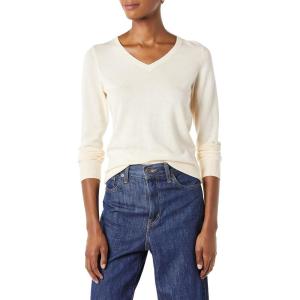 imageAmazon Essentials Womens ClassicFit Lightweight LongSleeve VNeck Sweater Available in Plus SizePale Peach