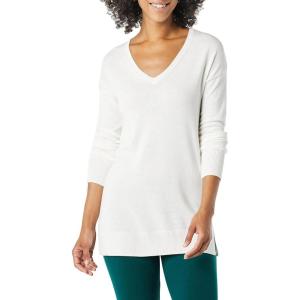 imageAmazon Essentials Womens Lightweight LongSleeve VNeck Tunic Sweater Available in Plus SizeIvory