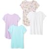 imageAmazon Essentials Girls and Toddlers ShortSleeve TShirts MultipacksBlue UnicornLilacPink HeartsWhite Cupcakes
