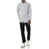 imageAmazon Essentials Mens LongSleeve SlimFit Stretch Poplin ShirtDark Navy White Plaid