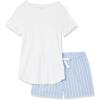 imageAmazon Essentials Womens Poplin Short and Sleep Tee SetBlue White StripeBright White