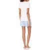 imageAmazon Essentials Womens Poplin Short and Sleep Tee SetBlue White StripeBright White
