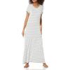 imageAmazon Essentials Womens ShortSleeve Maxi DressGrey Heather French Stripe
