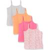 imageAmazon Essentials Girls and Toddlers Shelf Layering Camisole Pack of 4CamelGrey HeatherPinkWhite Flowers