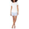 imageAmazon Essentials Womens Poplin Short and Sleep Tee SetBlue White StripeBright White