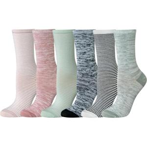 imageAmazon Essentials Womens Casual Crew Socks 6 PairsMulticolorSpace DyeStripe