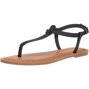 imageAmazon Essentials Womens Casual Thong Sandal with Ankle StrapBlack Brown Faux Leather