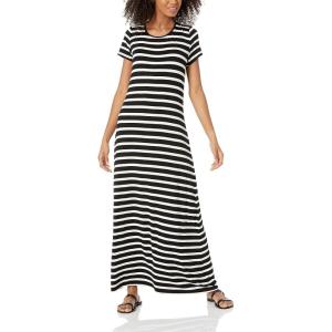 imageAmazon Essentials Womens ShortSleeve Maxi DressBlack White French Stripe