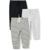 imageAmazon Essentials Unisex Toddlers and Babies Cotton PullOn Pants MultipacksBlackLight Grey HeatherStripe