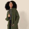imageAmazon Essentials Womens OversizedFit Cotton Blend Heavyweight Texture Stitch Long Cardigan SweaterDark Olive