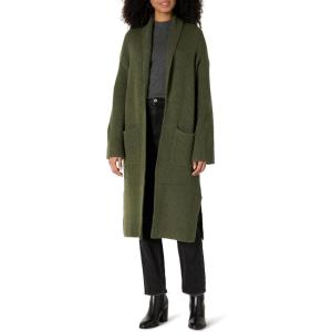 imageAmazon Essentials Womens OversizedFit Cotton Blend Heavyweight Texture Stitch Long Cardigan SweaterDark Olive