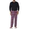 imageAmazon Essentials Mens Flannel Pant and LongSleeve TShirt Pajama SetBlack Blue Mixed Tartan