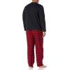 imageAmazon Essentials Mens Flannel Pant and LongSleeve TShirt Pajama SetBlack Red Buffalo Plaid