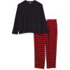 imageAmazon Essentials Mens Flannel Pant and LongSleeve TShirt Pajama SetBlack Red Buffalo Plaid