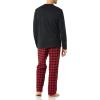 imageAmazon Essentials Mens Flannel Pant and LongSleeve TShirt Pajama SetBlack Red Buffalo Plaid