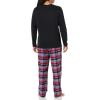imageAmazon Essentials Mens Flannel Pant and LongSleeve TShirt Pajama SetBlackBlue Mixed Tartan