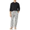 imageAmazon Essentials Mens Flannel Pant and LongSleeve TShirt Pajama SetBlackPenguin