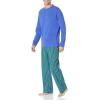 imageAmazon Essentials Mens Flannel Pant and LongSleeve TShirt Pajama SetBlue Green Stripe