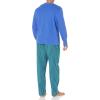 imageAmazon Essentials Mens Flannel Pant and LongSleeve TShirt Pajama SetBlue Green Stripe