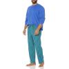 imageAmazon Essentials Mens Flannel Pant and LongSleeve TShirt Pajama SetBlue Green Stripe