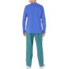 imageAmazon Essentials Mens Flannel Pant and LongSleeve TShirt Pajama SetBlue Green Stripe