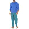imageAmazon Essentials Mens Flannel Pant and LongSleeve TShirt Pajama SetBlue Green Stripe