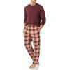 imageAmazon Essentials Mens Flannel Pant and LongSleeve TShirt Pajama SetBurgundy Plaid