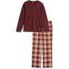 imageAmazon Essentials Mens Flannel Pant and LongSleeve TShirt Pajama SetBurgundy Plaid