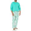 imageAmazon Essentials Mens Flannel Pant and LongSleeve TShirt Pajama SetEcru Festive Tree