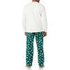 imageAmazon Essentials Mens Flannel Pant and LongSleeve TShirt Pajama SetEggshell WhiteGreen Seal