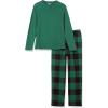 imageAmazon Essentials Mens Flannel Pant and LongSleeve TShirt Pajama SetGreenBuffalo Plaid