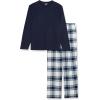 imageAmazon Essentials Mens Flannel Pant and LongSleeve TShirt Pajama SetGrey Navy Plaid