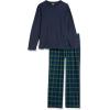 imageAmazon Essentials Mens Flannel Pant and LongSleeve TShirt Pajama SetNavyTartan