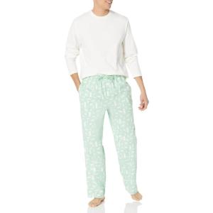 imageAmazon Essentials Mens Flannel Pant and LongSleeve TShirt Pajama SetMint Green Forest Animals