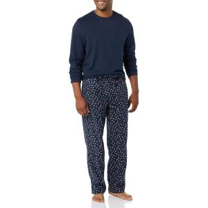 imageAmazon Essentials Mens Flannel Pant and LongSleeve TShirt Pajama SetNavy Paisley
