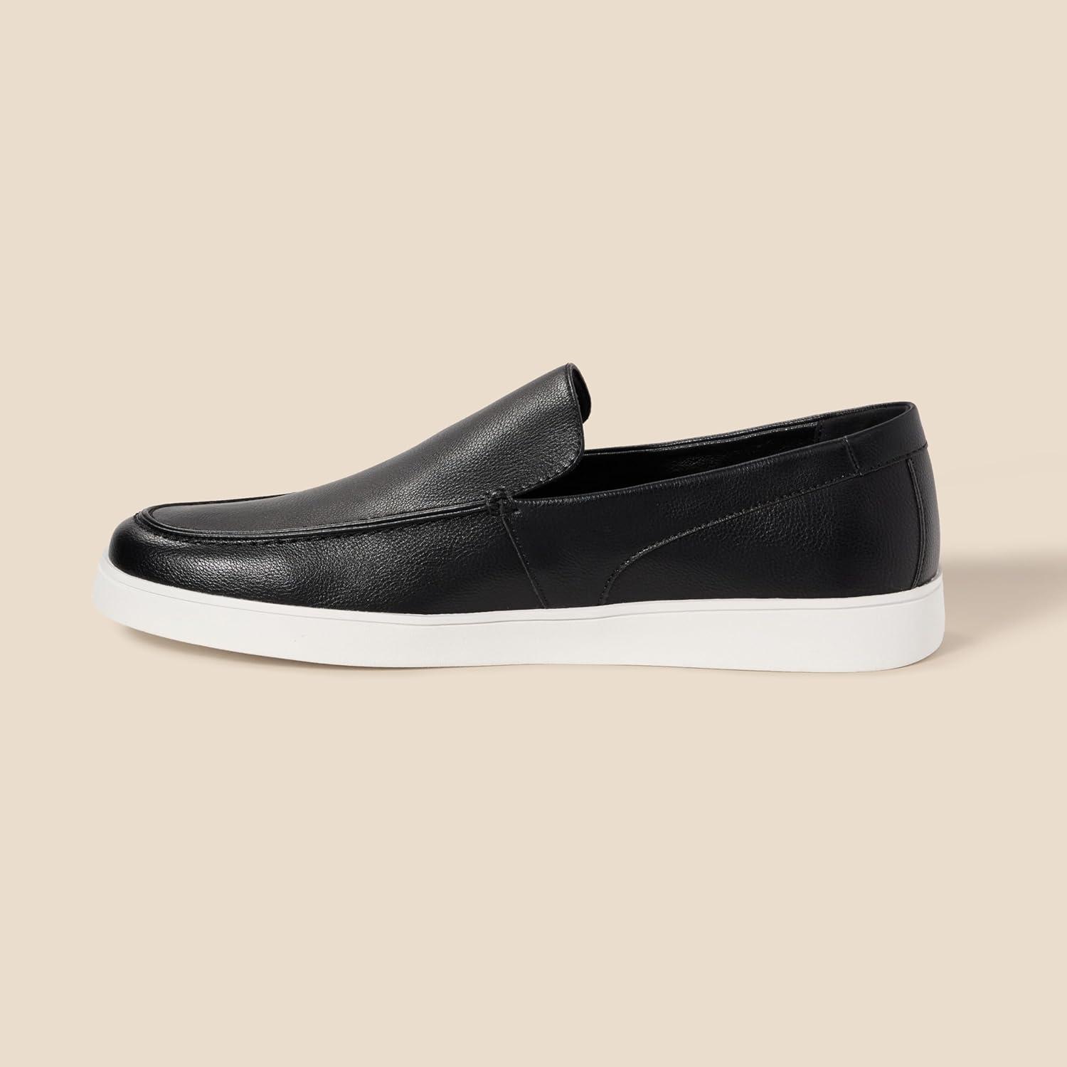 imageAmazon Essentials Mens Slipon Loafer SneakersBlack Faux Leather