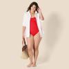 imageAmazon Essentials Womens Bandeau One Piece SwimsuitBright Poppy Red