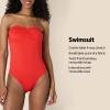 imageAmazon Essentials Womens Bandeau One Piece SwimsuitBright Poppy Red
