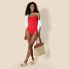 imageAmazon Essentials Womens Bandeau One Piece SwimsuitBright Poppy Red