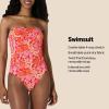 imageAmazon Essentials Womens Bandeau One Piece SwimsuitBright Red Multi Folk Floral