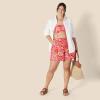 imageAmazon Essentials Womens Bandeau Swim TopBright Red Multi Folk Floral