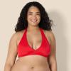 imageAmazon Essentials Womens LightSupport Tie Halter Bikini Swimsuit Top Available in Plus SizeBright Poppy Red
