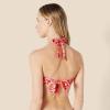 imageAmazon Essentials Womens LightSupport Tie Halter Bikini Swimsuit Top Available in Plus SizeBright Red Multi Folk Floral