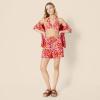 imageAmazon Essentials Womens LightSupport Tie Halter Bikini Swimsuit Top Available in Plus SizeBright Red Multi Folk Floral