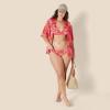 imageAmazon Essentials Womens LightSupport Tie Halter Bikini Swimsuit Top Available in Plus SizeBright Red Multi Folk Floral