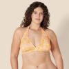 imageAmazon Essentials Womens LightSupport Tie Halter Bikini Swimsuit Top Available in Plus SizeYellow Multi Folk Floral