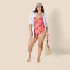 imageAmazon Essentials womens Womens Onepiece Coverage Swimsuit Available in Plus SizeBright Red Multi Folk Floral